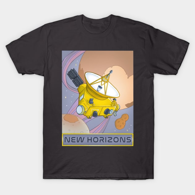 New Horizons Spacecraft Flyby - An Illustration of Pluto and Charon T-Shirt by stacreek